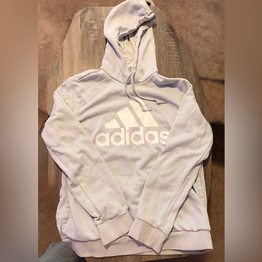 adidas Light Blue Logo Pullover Hoodie